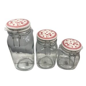 3 General Store Canning Jars Wire Clear Glass Retro Storage Canisters Multi Size